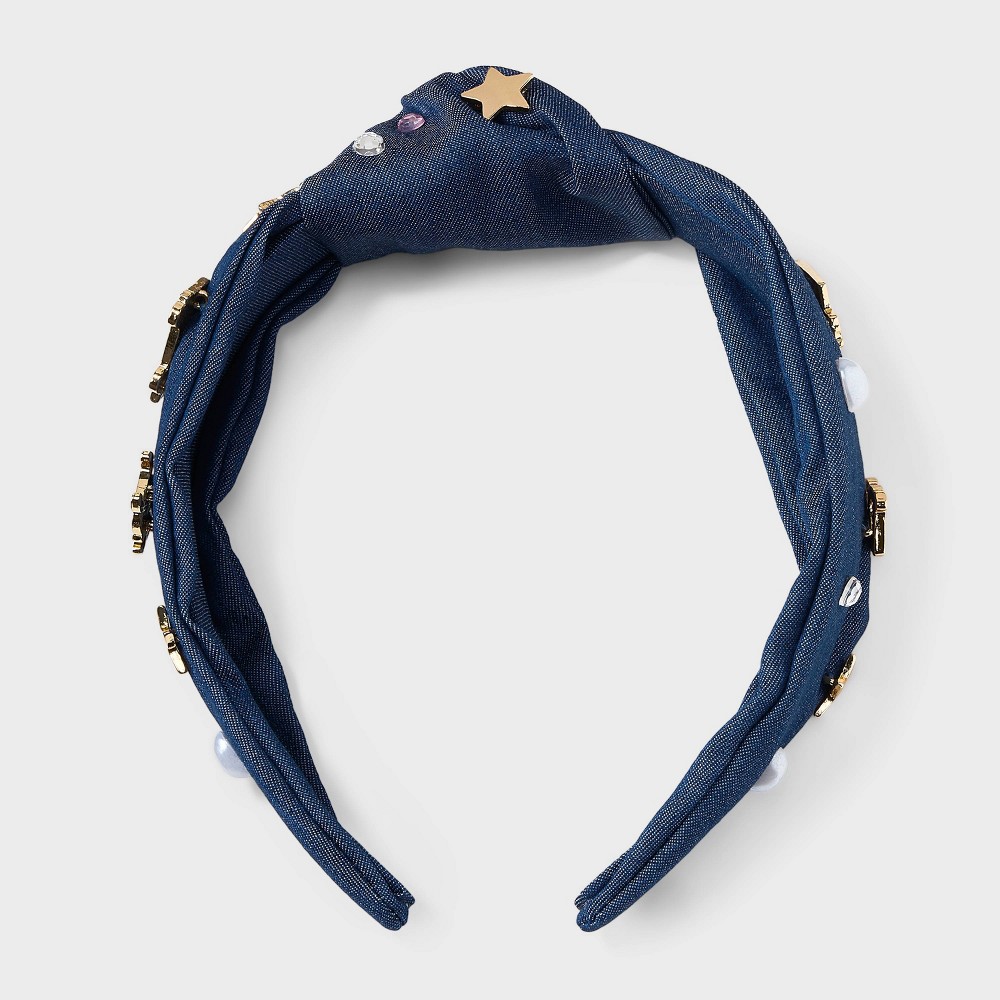 Teacher Icon and Pearl Charm Top Knot Headband - Multicolor