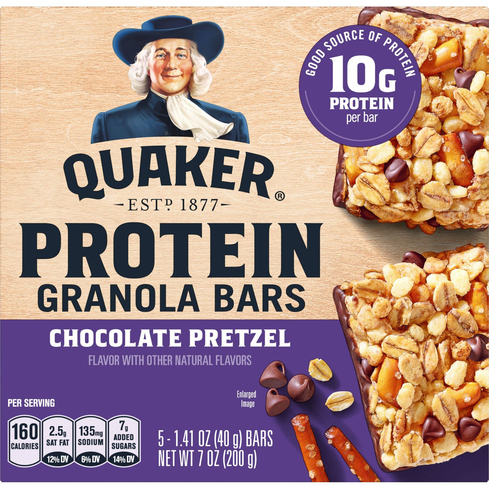 Quaker Chocolate Pretzel Protein Bars - 10g Protein - 7oz/5ct