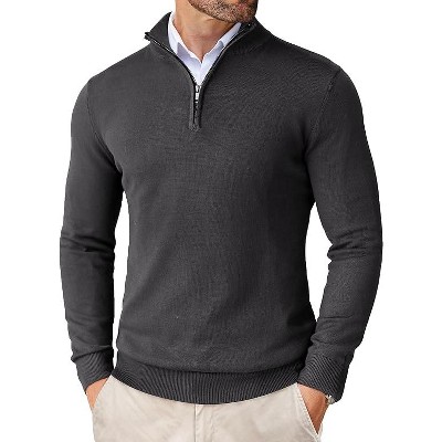 COOFANDY Men's Quarter Zip Up Sweaters Slim Fit Lightweight Mock Neck Pullover Casual Polo Sweaters