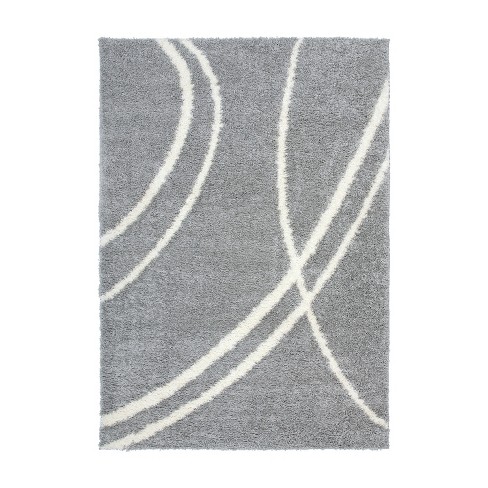 Modern Boxes Design Non-Slip (Non-Skid) Area Rug - 3'3 x 5' - Gray