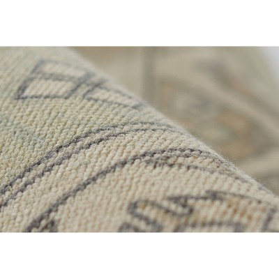 Sage Green Medallion Wool and Nylon Area Rug 9'9" x 12'6"