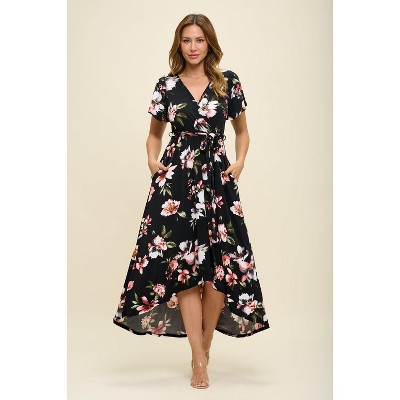 WEST K Women's Georgia Faux-Wrap Maxi Dress with High-Low Hem and Tie Waist