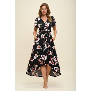 WEST K Women's Georgia Faux-Wrap Maxi Dress with High-Low Hem and Tie Waist - 1 of 4