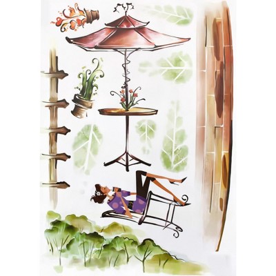 Slickblue Afternoon Tea Large Wall Stickers 19.5" x 27" – Refresh Your Space with Beautiful, Easy-to-Apply Vinyl Decals