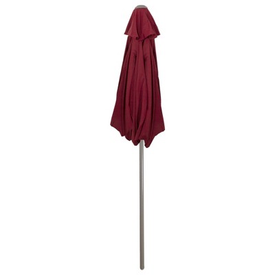 Burgundy 7.5 ft Hexagon Outdoor Patio Market Umbrella with Hand Crank