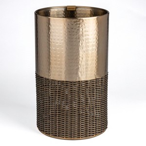 happimess Asher Modern 4.13-Gallon 2-Tone Faux Wicker/Metal Cylinder Waste Basket - 1 of 4