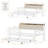 Karl Home Twin Size Metal Daybed Frame with Pop-up Trundle Bed and Charging Station with Upholstered Storage Headboard and LED Lights - 2 of 4