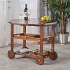 Cynthia Farmhouse Wooden Bar Cart Dark Oak Brown - Christopher Knight Home - 2 of 4