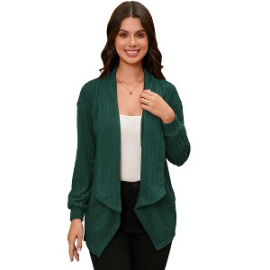 MISSKY Women's Open Front Cardigan Sweaters Fall Fashion Lapel Knit Chunky Winter Outerwear Coats - 1 of 4