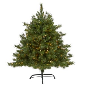 4ft. Mixed Pine Artificial Christmas Tree with 250 Clear Lights and 462 Bendable Branches – Perfect Entryway Accent - 1 of 4