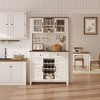 72" Wine Bar Cabinet with 4 Doors and 2 Drawers, Kitchen Pantry Cabinet with Hutch Wine & Glasses Rack - 3 of 4