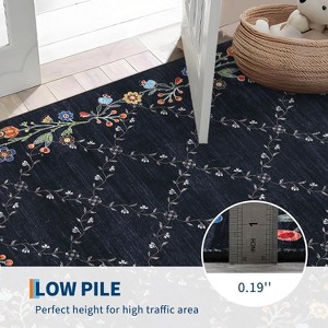 Acekool Washable Floral Area Rug, Non-Slip Low Pile Soft Carpet, Stain Resistant Indoor Rug for Living Room, Bedroom, Dining Room - 1 of 4