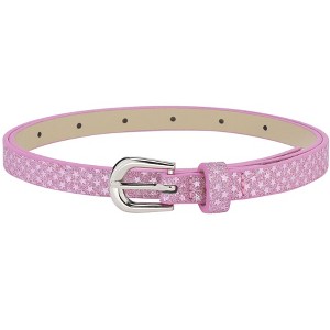 INSPIRE CHIC Women's Shinny Sparkly Bling Extra Thin Skinny PU Leather Waist Belts 1 Pc - 1 of 4