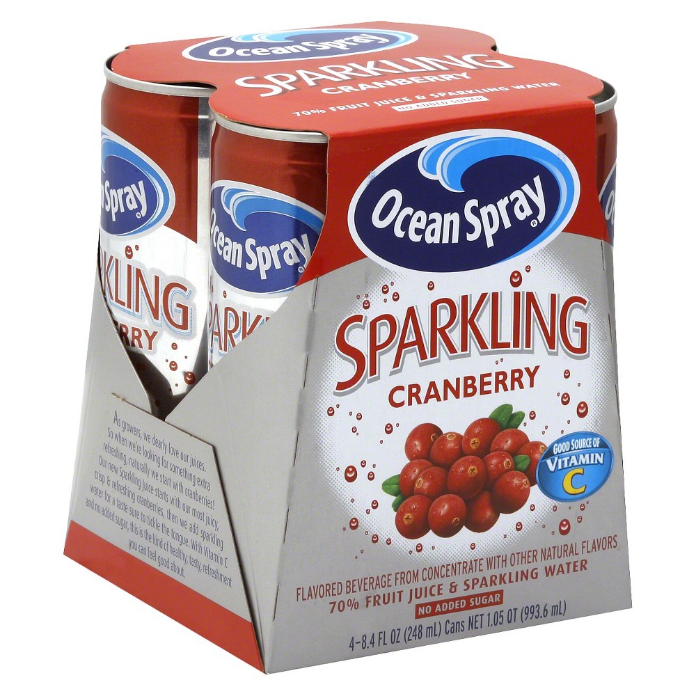 UPC 031200003454 product image for Ocean Spray Sparkling Cranberry Juice- 4pk/8.4 fl oz Cans | upcitemdb.com