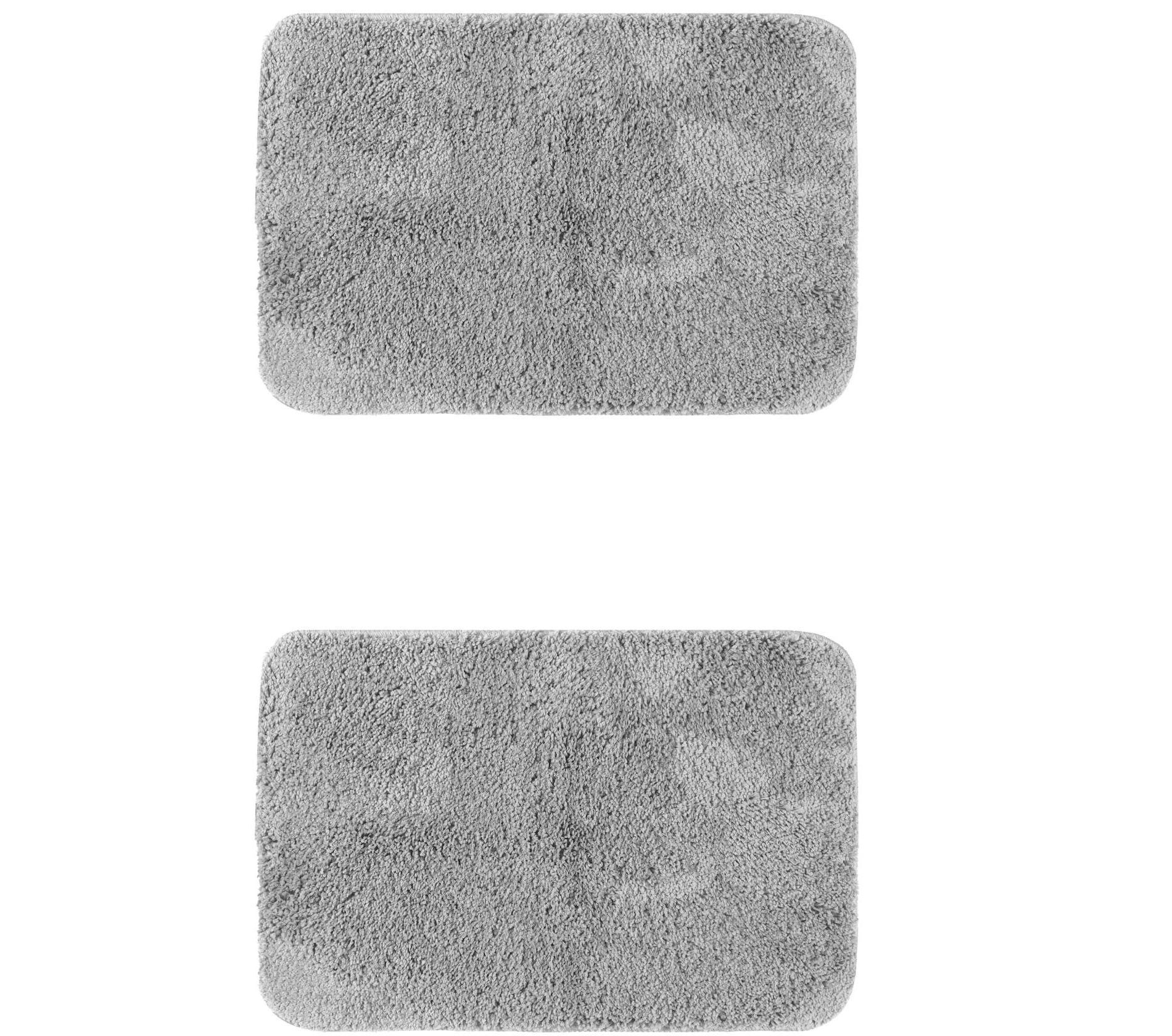 Unique Bargains Non-Slip Extra Soft Plush Quick Dry Anti-Skid Shaggy Bath Mats 2 Pcs Grey 16" x 24"