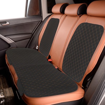 X-Autohaux Universal Breathable Protector Flax Fiber Automotive Seat Pads Black Gold Tone 1 Set