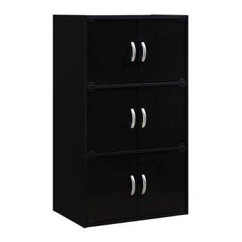 Hodedah 2142 Home Office 6-Door 3-Shelves Bookcase Enclosed Storage Cabinet, Black