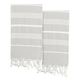 2pc Lucky Pestemal Beach Towel Gray - Linum Home Textiles: Lightweight, Quick-Dry, 69"x38" - 1 of 3