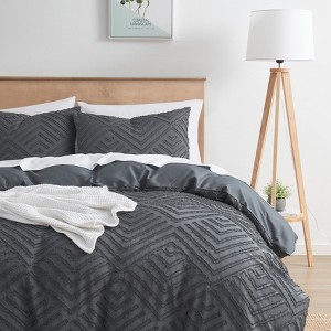 Nestl 3 Piece Tufted Boho Duvet Cover, Textured Duvet Cover Set with Zipper Closure - 1 of 4