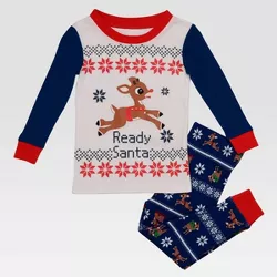 Toddler Boys' Rudolph the Red-Nosed Reindeer Snug Fit Pajama Set - White