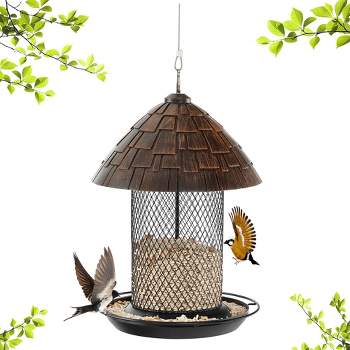 Tangkula Large Metal Wild Bird Feeder for Outdoor Hanging w/ Perch Resin Squirrel Proof