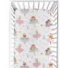 Sweet Jojo Designs Girl Fitted Crib Sheets Set Ballerina and Ballet Bows Pink Blue Green and Orange 2pc - 2 of 4