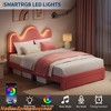 Twin/Full Boucle Bed Frame w/Flower Headboard Upholstered Princess Bed Frame for Kids/ Platform Bed Frame w/ Drawers&Lights - 3 of 4