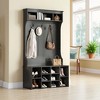 MAYEERTY 71-Inch Black Hall Tree - With Shoe Storage & 7 Hooks, Freestanding Adjustable Bench for Mudroom - 3 of 4