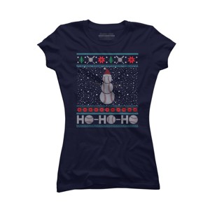 Junior's Design By Humans Christmas Baseball Snowman Ugly Christmas Xmas By pahari T-Shirt - 1 of 3