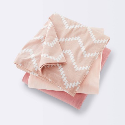 Jersey Swaddle Baby Blankets - Pink Chevron - 3pk - Cloud Island™