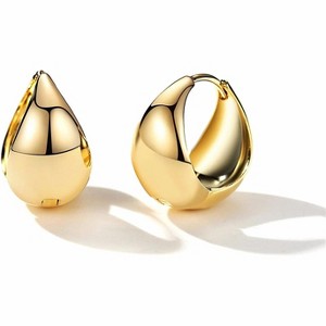 Huge Tomato Chunky Gold Hoop Earrings | 18K Gold Plated Huggies for Women - 1 of 4