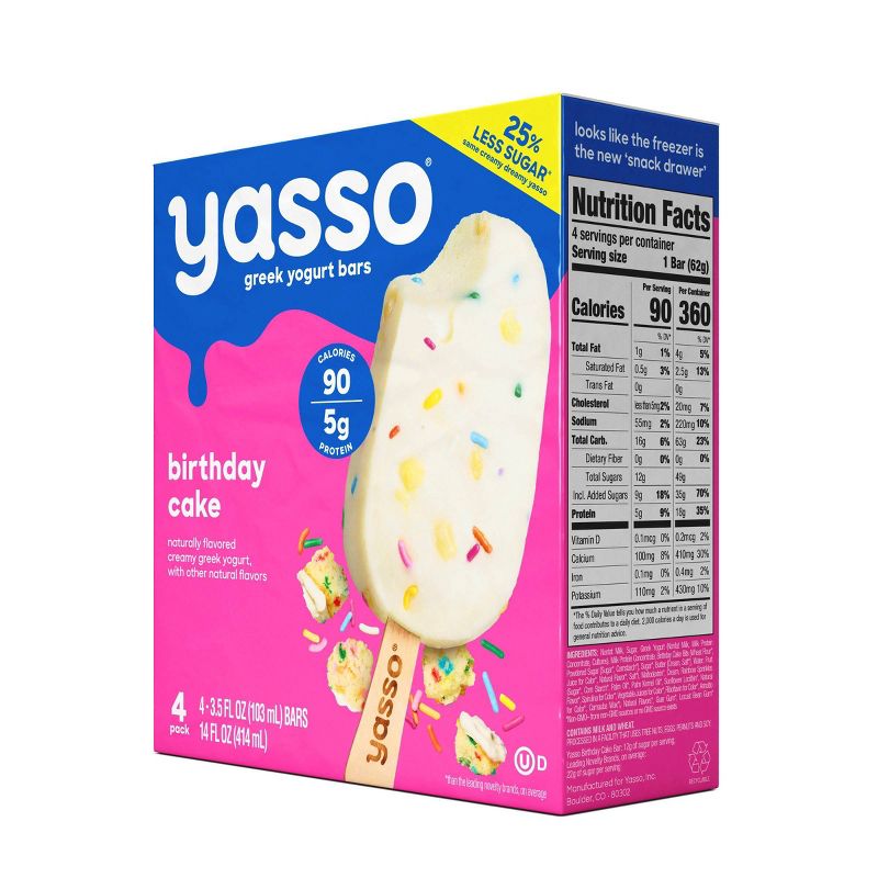Yasso Frozen Greek Yogurt Birthday Cake Bars - 14 fl oz/4ct, 4 of 7