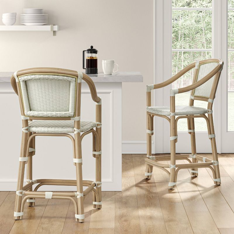 Parksley Rattan and Woven Counter Height Barstool White - Threshold&#8482;, 2 of 6