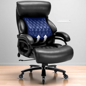 Mshliw 600LBS Heavy Duty Office Chair, Big and Tall High Back Executive Desk Chair with Lumbar Support, Spring Cushion, PU Leather - 1 of 4