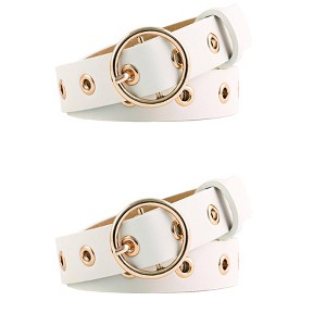 INSPIRE CHIC Womens Grommet Belt Faux Leather Single Pin Buckle Punk Belts for Jeans Pants - 1 of 4