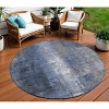 Navy Blue And Ivory Abstract Washable Indoor Outdoor Area Rug - 2 of 4