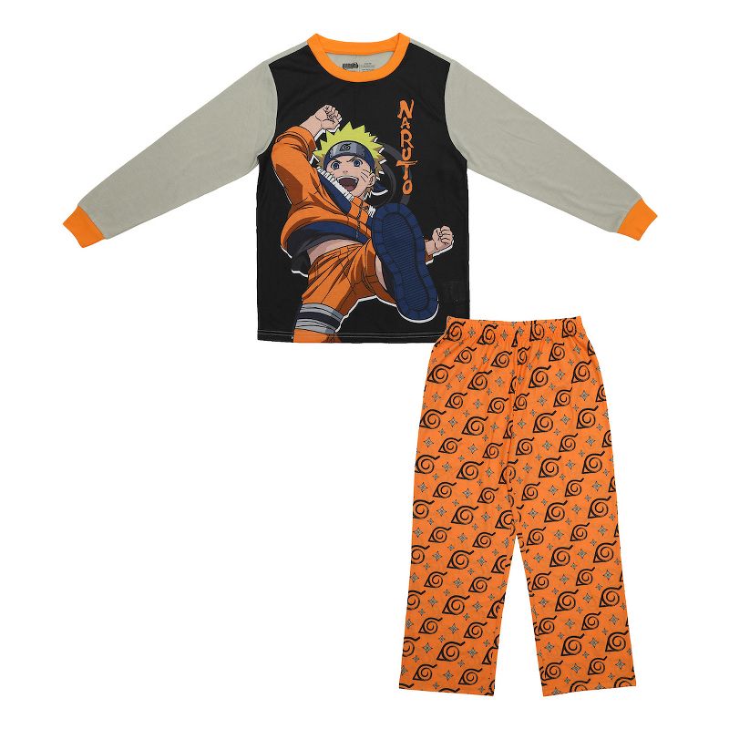 Youth Boys 2-Piece Naruto Sleepwear Set with Long Sleeve Shirt and Sleep Pants, 1 of 5