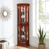 Ridstar 69.75 in. H Corner Curio Cabinet with Adjustable Tempered Glass Shelves For Entryway, Living Room & Bedroom-Brown - 3 of 4