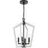 Progress Lighting Galloway 4-Light Foyer Pendant, Matte Black, Open Frame, Grey Washed Oak - 2 of 4