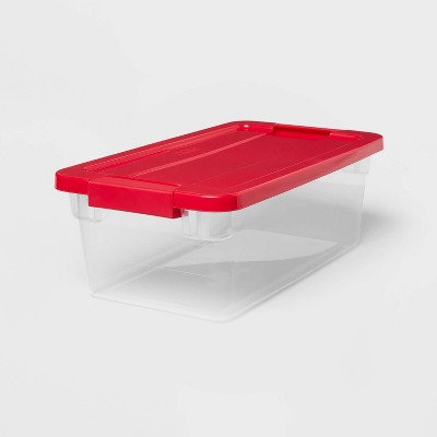 6qt Clear Latching Storage Box with Red Lid - Brightroom™