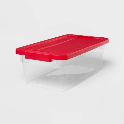 6qt Clear Latching Storage Box with Red Lid - Brightroom™ - image 1 of 4