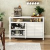 FONTOI Sideboard Buffet Cabinet with Open Shelf&2 Doors, Storage Organizer with Louver Design for Living Room, Kitchen, Cream White, - 2 of 4