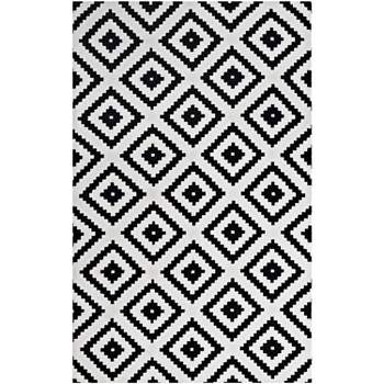 Modway Alika Abstract Diamond Trellis Area Rug, 5X8, Black and White