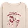 Women's - Winnie the Pooh - Wishing For A Merry Christmas Lightweight French Terry Wide Neck Long Sleeve Shirt - 2 of 4