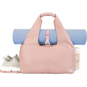 Yoga Gym Bag for Women Men, Shoe Compartment, Wet Dry Pockets & Adjustable Yoga Mat Holder - 1 of 4