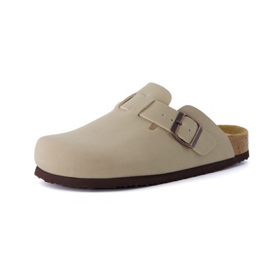 CUSHIONAIRE Hana Slip-On Buckle Clog with Cork Footbed +Memory Foam, Wide Widths Available