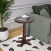 FONTOI 15.75" Round Small End Table, Wooden Pedestal Side Coffee Tables for Living Room, Bedroom, Entryway, Walnut Brown, 15.75"*21.65"*15.75" - 4 of 4