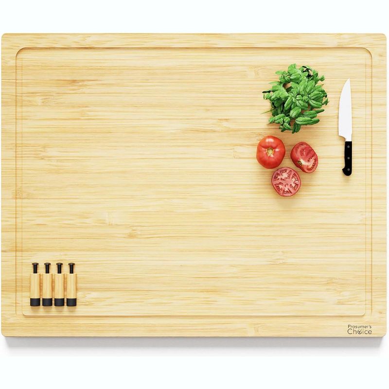 Prosumer's Choice Bamboo Solid Cutting Board with Silicone Feet - Beige, 1 of 4