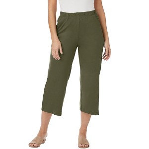 Jessica London Women's Plus Size Soft Ease Wide Crop - 1 of 4
