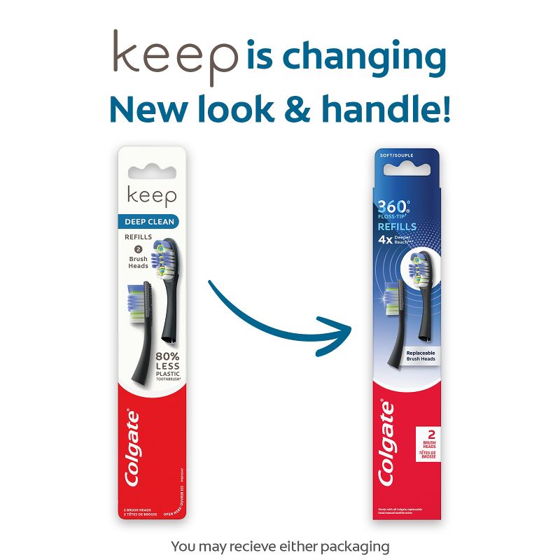 Colgate Keep Manual Toothbrush - Deep Clean Replaceable Brush Head Refills - 2ct, 3 of 10